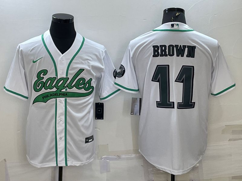 Men Philadelphia Eagles #11 Brown White 2022 Nike Co branded NFL Jersey